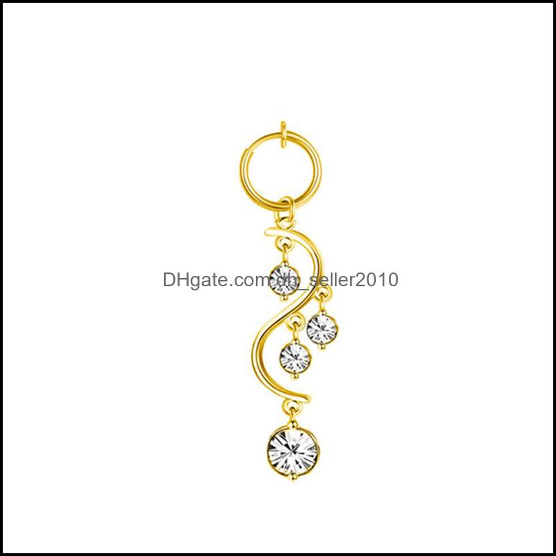 Navel Bell Button Rings Fashion Moon Heart Pendant Crystal Belly Button Rings Piercing Navel Nail Body Jewelry For Girls 1188 E3 Dro Dhiyo