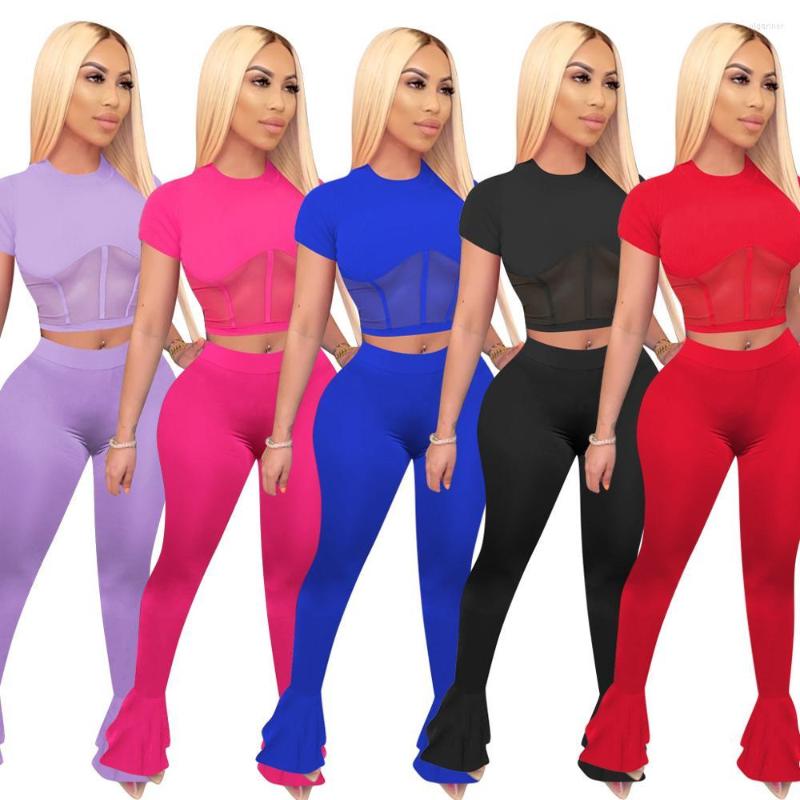 Women' Tracksuits Sexy O Neck Mesh Tracksuit Two Piece Set Summer Short Sleeves Crop Tops And Long Tight Flares Pants 2 Outfits For Women, Black
Women' Tracksuits Sexy O Neck Mesh Tracksuit Two Piece Set Summer Short Sleeves Crop Tops And Long Tight Flares Pants 2 Outfits For Women, Black