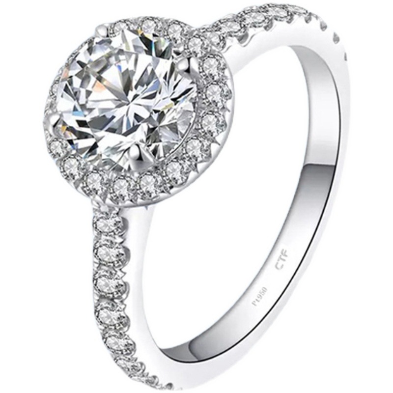 Womens Moissanite Rings Fashion Classic Shine Diamond Sliver Ring