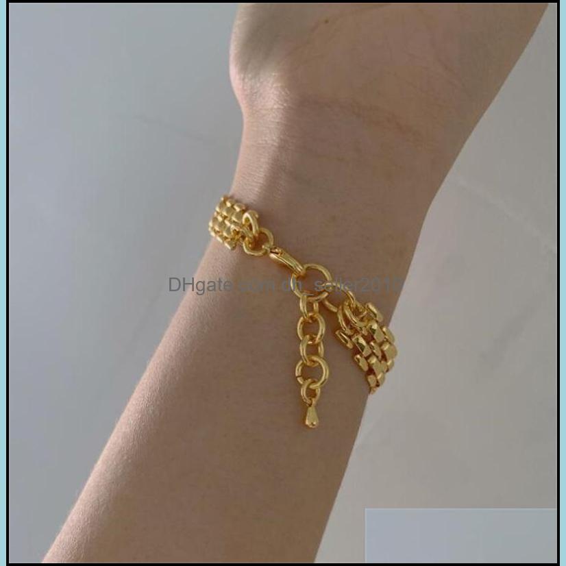 Link Chain Elegant Big Thick Chain Link Bracelets For Women Gold Filled Female Wrist Jewelry 1580 V2 Drop Delivery 2021 Dhseller2010 Dhteq