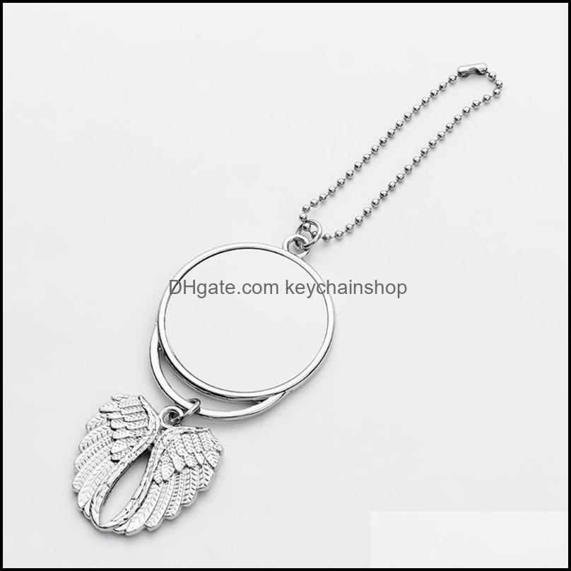 Keychains Sublimation Wings Keychains Pendants Decorations Blanks Car Pendant Angel Wing Mirror Decoration Hanging Charm Keychainshop Dhnfa