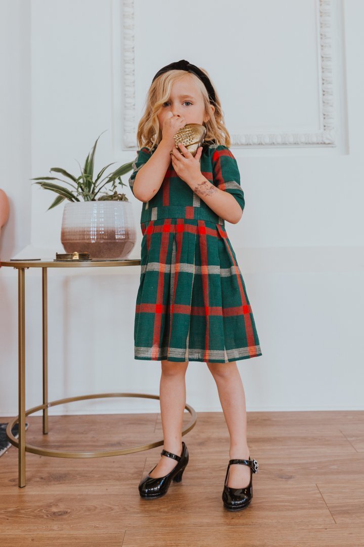 Family Matching Outfits Winter Mommy and Daughter Doll Neck Plaid Outfits Year Christmas Family Matching Dresses Look Festival Dress 220914