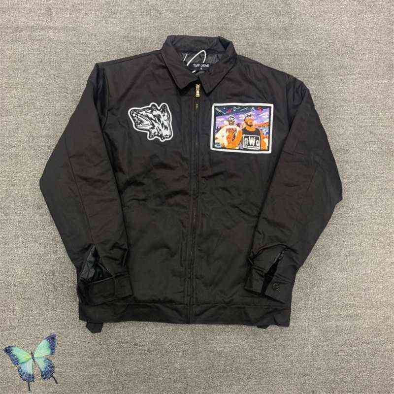Men's Jackets TUFF CROWD Jacket Wolf Dog Head Heavy Industry Embroidered Zipper Jacket T220914