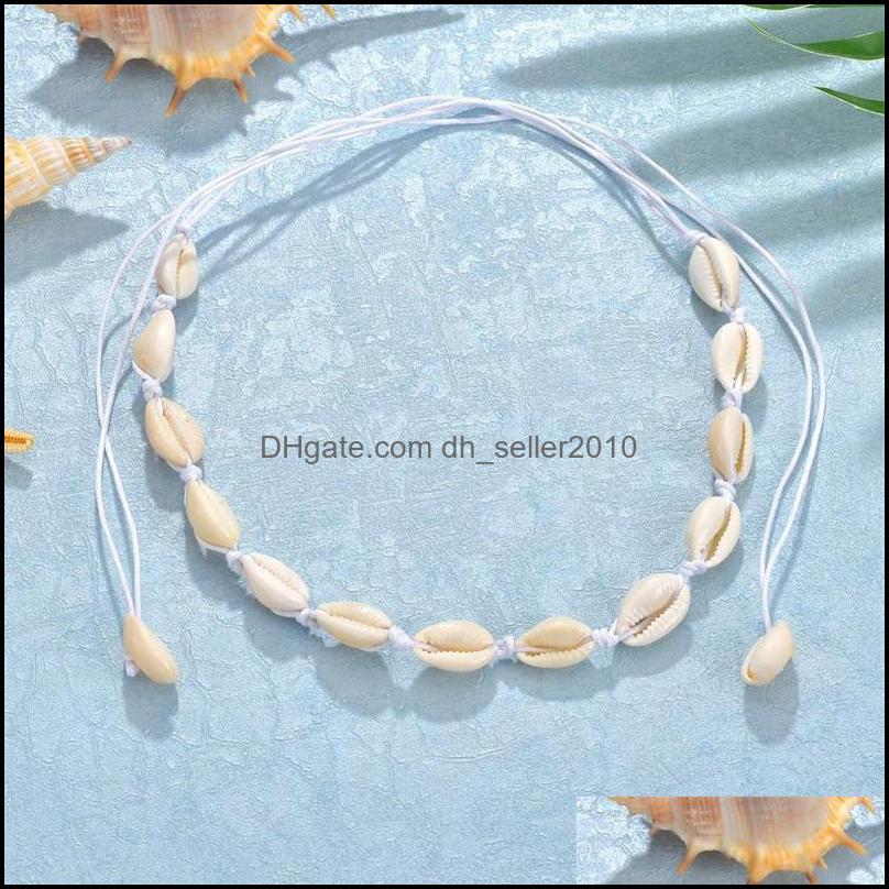 Beaded Necklaces Conch Seashell Necklace Women Jewelry Summer Beach Shell Choker Bohemian Rope Cowrie Beaded Necklaces Handmade Colla Dhzlq
