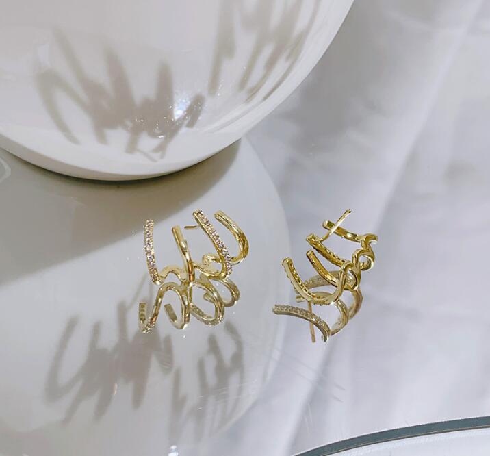 Hypoallergenic Studs Four Claw Earrings Crystal Rhinestone 925 Silver Needle Bling Party Earring Gifts for Women Jewerly Accessori