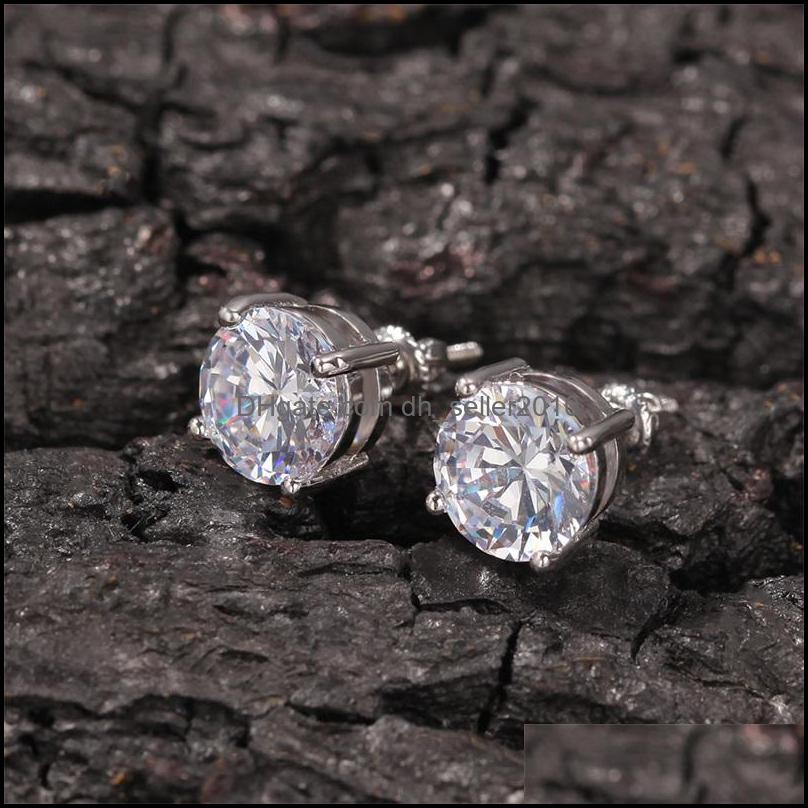 Stud Mens Hip Hop Stud Earrings Jewelry High Quality Fashion Round Gold Sier Simated Diamond Earring For Men 1233 E3 Drop Delivery 202 Dh3Nw