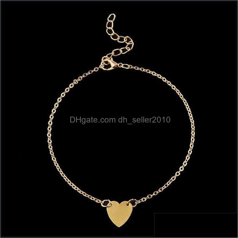 Anklets Love Heart Shaped Anklet Simplicity Fashion Accessories Sexy Woman Ankles Jewelry Foot Ornament Europe And America Drop Deliv Dh3P2