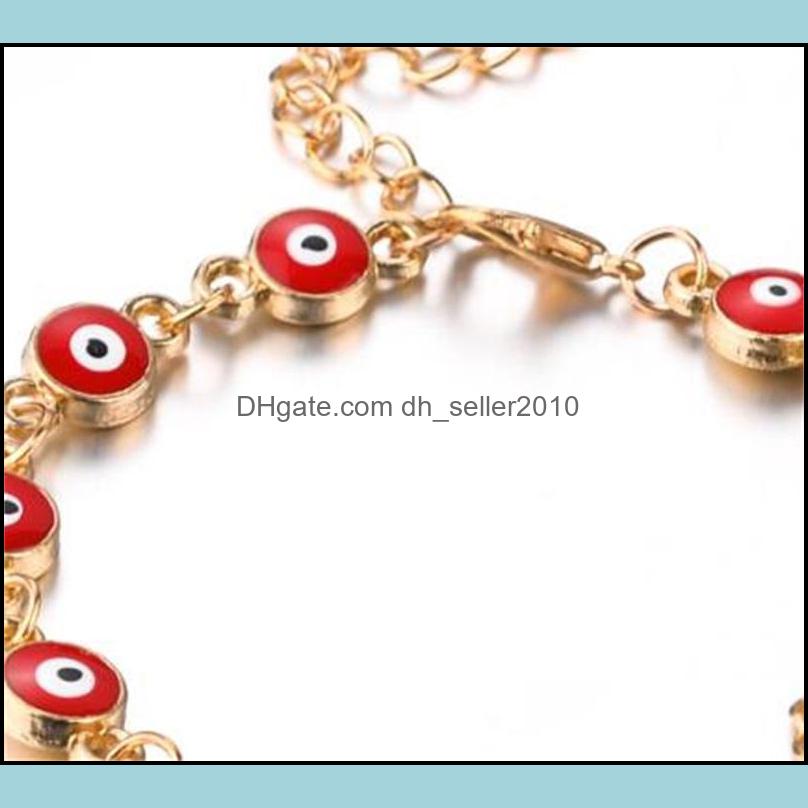 Link Chain Enamel Blue Evil Eye Charm Bracelets For Women Men Turkish Gold Chains Adjustable Bracelet Bangle Fashion Jewelry In Bk 1 Dhf6W