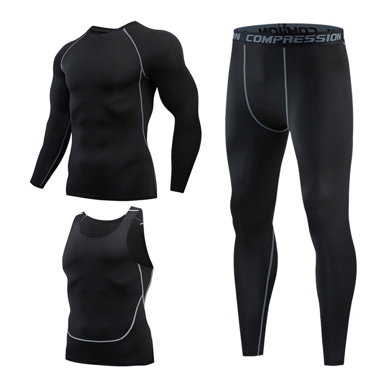 Men's Tracksuits Running Clothes Set Men Sportswear Base LayersTights Vest Sports Clothing Fitness Tracksuit Quick Dry Bodybuilding Running Set 2