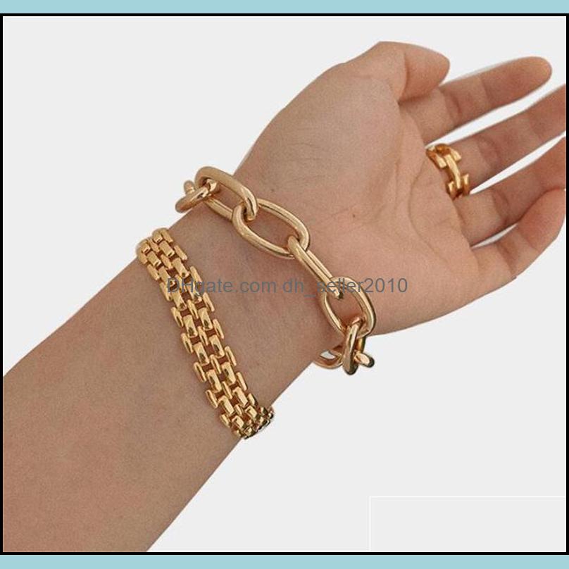Link Chain Elegant Big Thick Chain Link Bracelets For Women Gold Filled Female Wrist Jewelry 1580 V2 Drop Delivery 2021 Dhseller2010 Dhteq