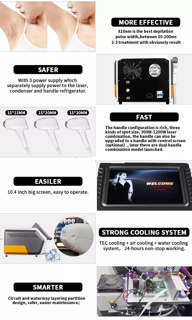 Germany Imported Diode Laser Ice Platinum 3 Wavelength 810 nm Hair permanent Removal Machine 755nm 810nm 1064nm skin rejuvenation painless with coolin