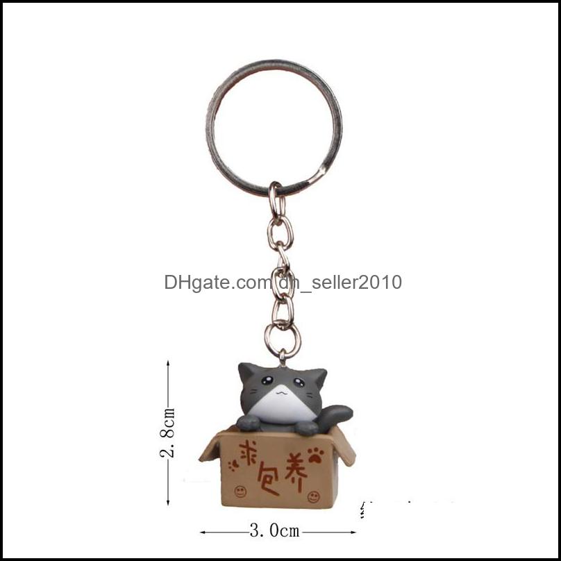 Key Rings 3Cm Cute Cartoon Key Chain Begging For Naughty Japanese Style Cat Pendant Personality Keychain Bag Jewelry Keyring 1374 D3 Dhofc