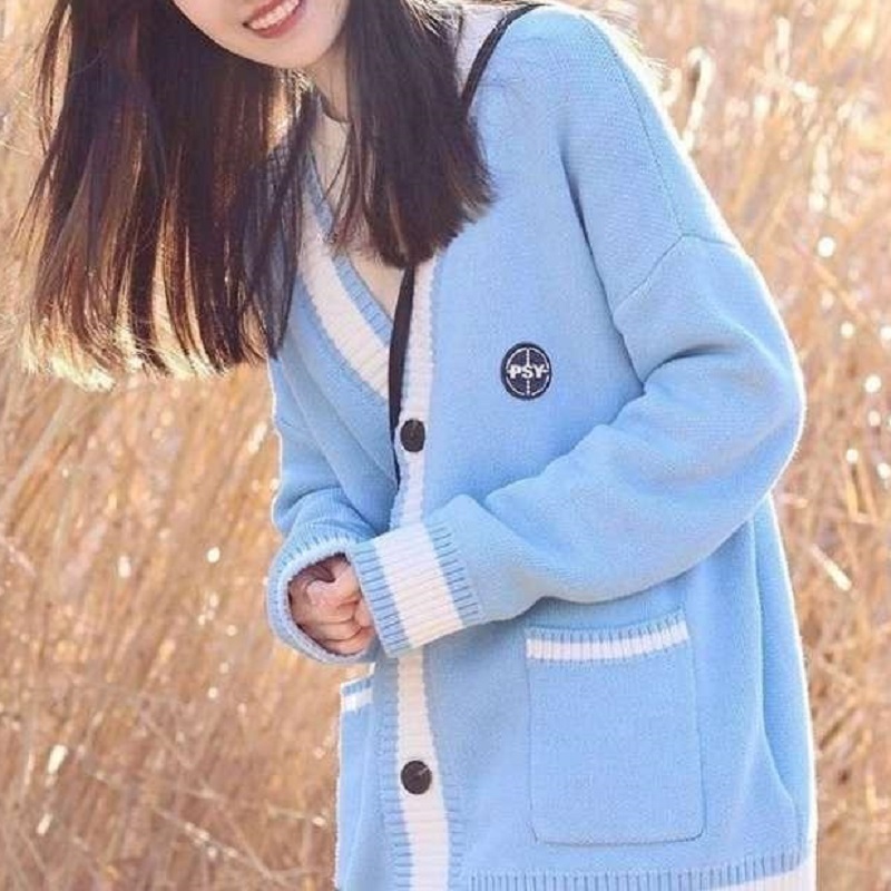 Women's Knits Tees Deeptown Korean Style Black Knitted Cardigan Sweater Women Oversize Fashion Single Breasted Knitwear Jackets Autumn Jumper Coa