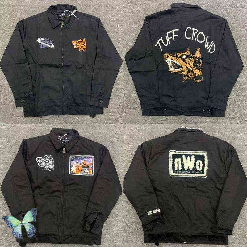Men's Jackets TUFF CROWD Jacket Wolf Dog Head Heavy Industry Embroidered Zipper Jacket T220914