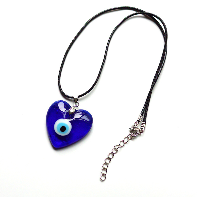 30MM Coloured Glaze Blue Evil Eye Necklaces Fashion Lucky Turkish Key Necklace For Friend Jewelry Gift