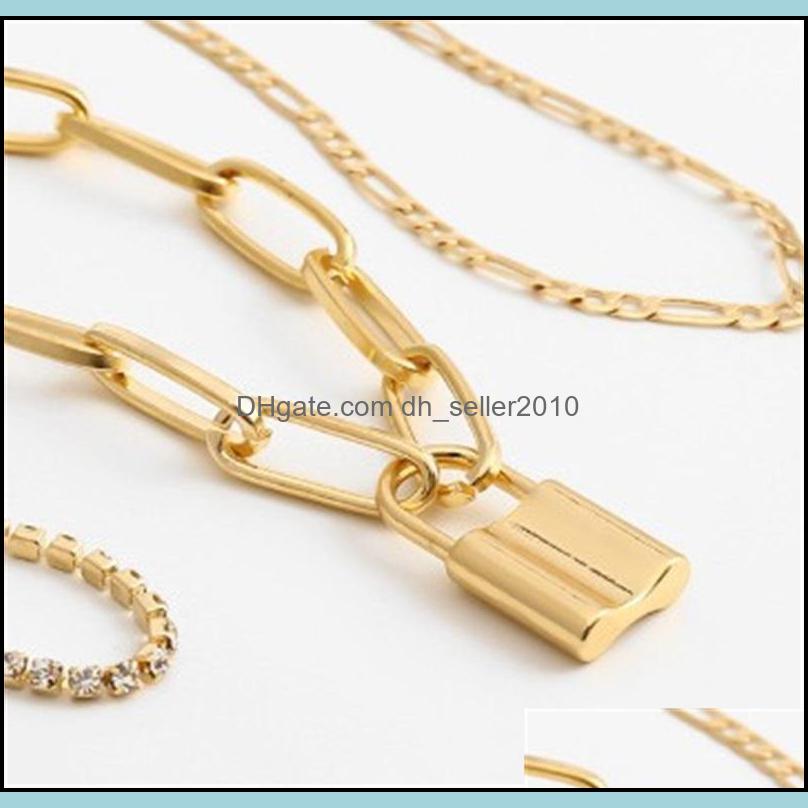 Anklets Fashion 3Pcs/Set With Lock Pendant Chain Anklet Bracelet For Women Foot Accessories Summer Beach Barefoot Sandals 144 R2 Drop Dh5Ai