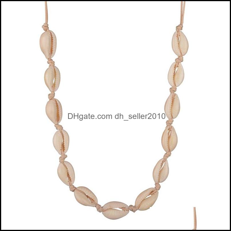 Beaded Necklaces Conch Seashell Necklace Women Jewelry Summer Beach Shell Choker Bohemian Rope Cowrie Beaded Necklaces Handmade Colla Dhzlq