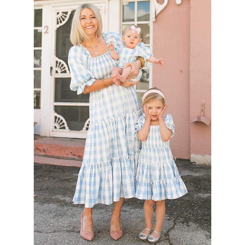 Family Matching Outfits Family Look Women Matching Mother And Daughter Clothes Puff Sleeve Floral Dress For Mommy And Me Kids Girls Mom Daughter Dress
