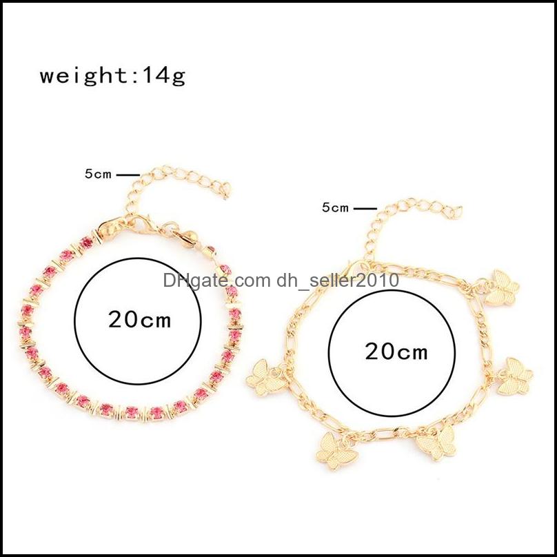 Anklets Rhinestone Crystal Ankle Bracelets For Women Sandals Butterfly Anklet Boho Beach Foot Iced Out Chains Anklets Female Fashion Dhuia