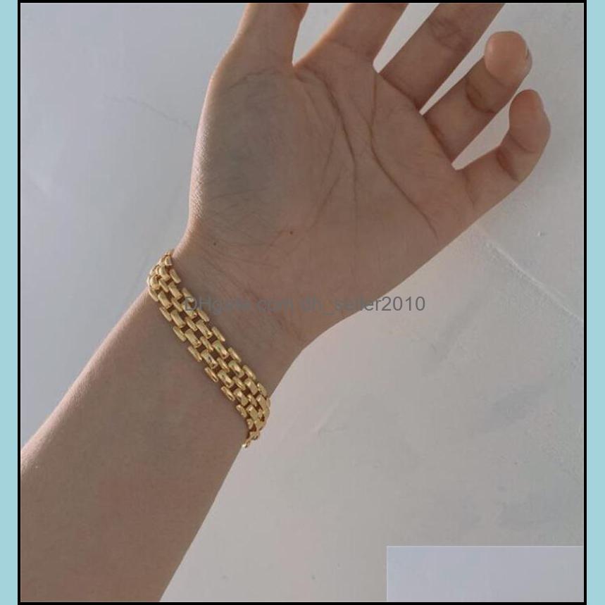Link Chain Elegant Big Thick Chain Link Bracelets For Women Gold Filled Female Wrist Jewelry 1580 V2 Drop Delivery 2021 Dhseller2010 Dhteq