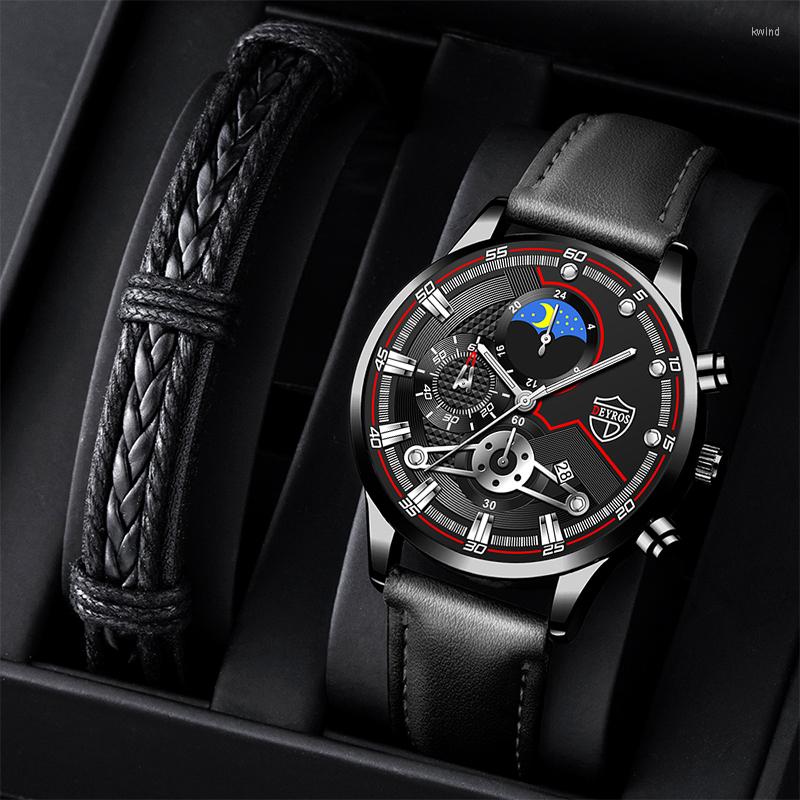 Wristwatches Fashion Mens Sports Watches Luxury Men Business Quartz Wristwatch Male Casual Black Bracelet Leather Watch Luminous Clock, As shown 2
Wristwatches Fashion Mens Sports Watches Luxury Men Business Quartz Wristwatch Male Casual Black Bracelet Leather Watch Luminous Clock, As shown 2