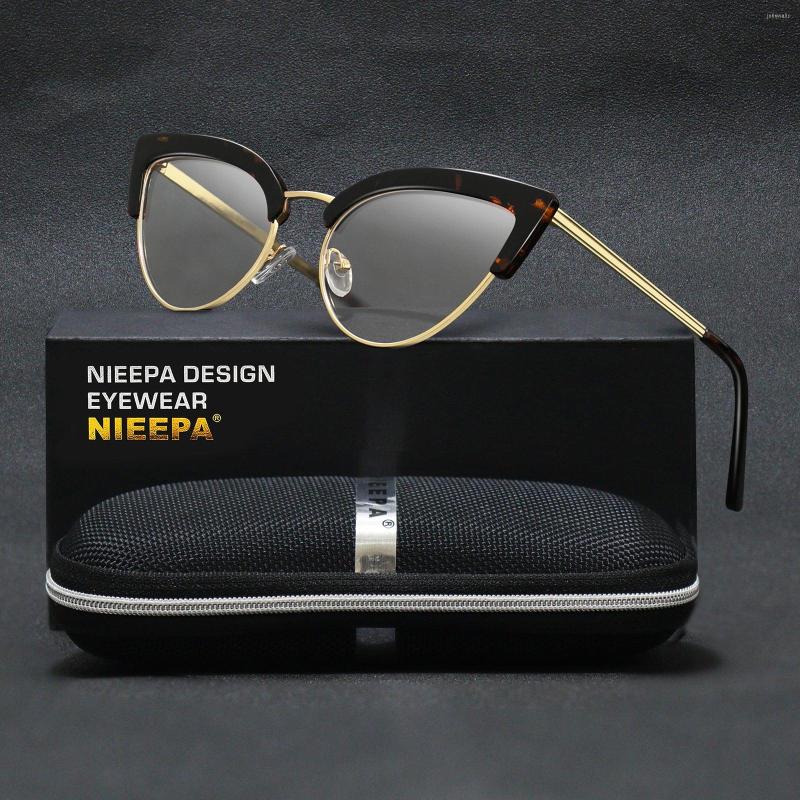 Sunglasses NIEEPA Vintage Cat's Eye Flat Lens Glass Personalized Half Frame Metal Anti Blue Light Glasses For Women UV400
Sunglasses NIEEPA Vintage Cat's Eye Flat Lens Glass Personalized Half Frame Metal Anti Blue Light Glasses For Women UV400