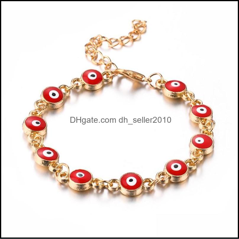 Link Chain Enamel Blue Evil Eye Charm Bracelets For Women Men Turkish Gold Chains Adjustable Bracelet Bangle Fashion Jewelry In Bk 1 Dhf6W