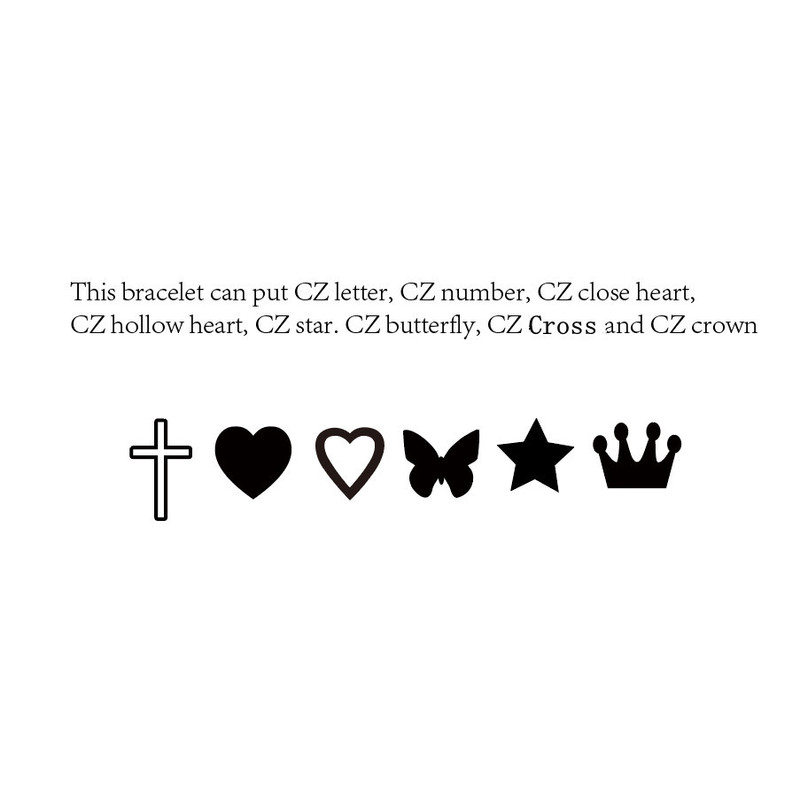 Bangle DOREMI Custom Letter Bracelet Baby bangle Zirconia Pave Setting Initial bracelet Child Adult size for Unique Cuff Jewelry 220914