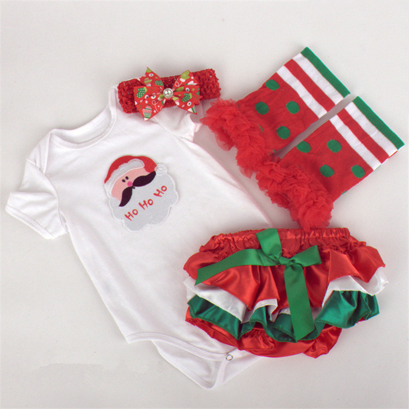 Clothing Sets 4PCS Cute born Baby Girl Outfits Clothes Tops Bodysuit Shorts Pants Set for Christmas Party 1st Birthday Summer Girls Costume 220915
