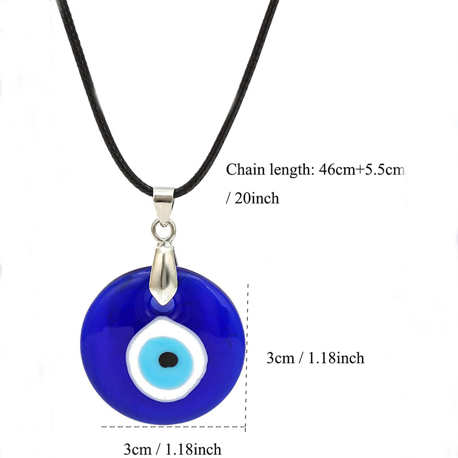 30MM Coloured Glaze Blue Evil Eye Necklaces Fashion Lucky Turkish Key Necklace For Friend Jewelry Gift