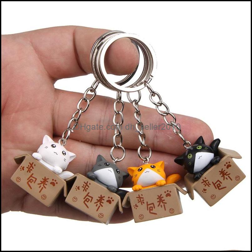 Key Rings 3Cm Cute Cartoon Key Chain Begging For Naughty Japanese Style Cat Pendant Personality Keychain Bag Jewelry Keyring 1374 D3 Dhofc
