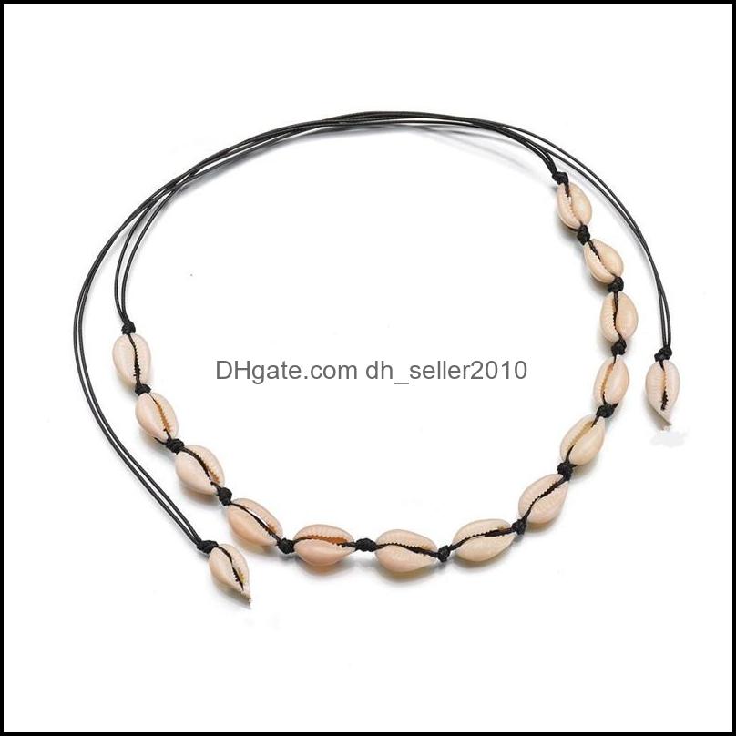 Beaded Necklaces Conch Seashell Necklace Women Jewelry Summer Beach Shell Choker Bohemian Rope Cowrie Beaded Necklaces Handmade Colla Dhzlq