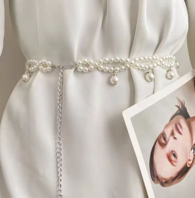 Elegant Women Waist Belt Female Girls Dress Crystal Strap Pearl Wedding Chain Belt