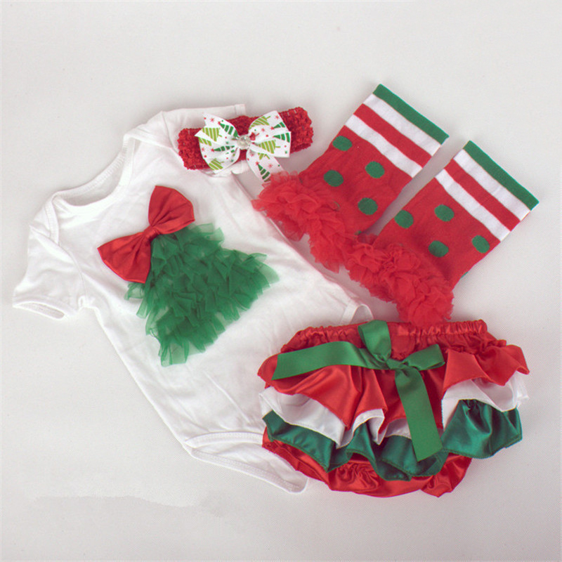 Clothing Sets 4PCS Cute born Baby Girl Outfits Clothes Tops Bodysuit Shorts Pants Set for Christmas Party 1st Birthday Summer Girls Costume 220915