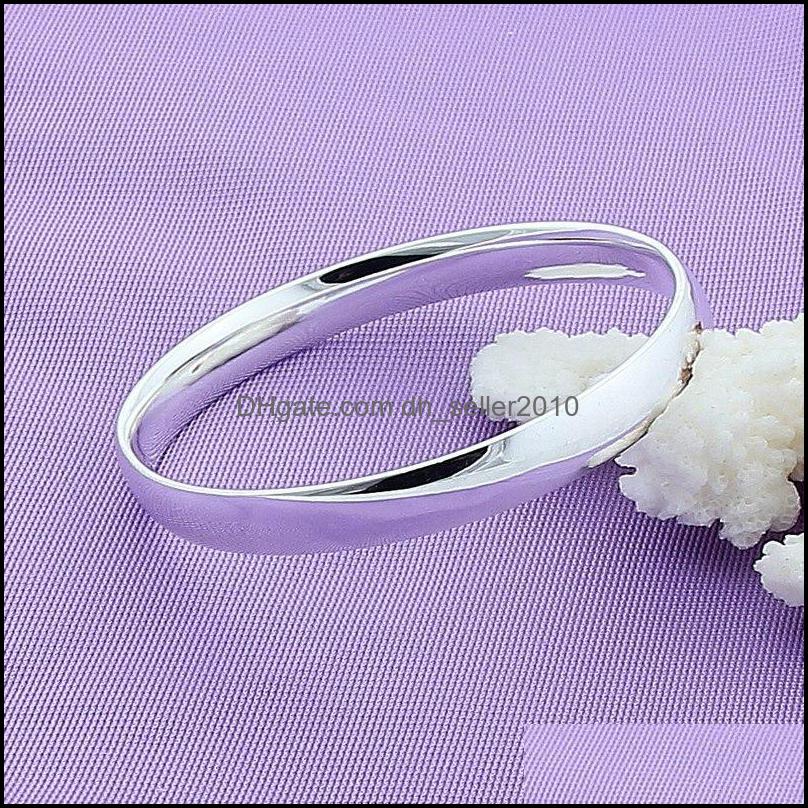 Bangle 925 Sterling Sier 10Mm Smooth Solid Bracelet Bangles For Women Men Wedding Engagement Party Jewelry 1250 T2 Drop Delivery 2021 Dh93R