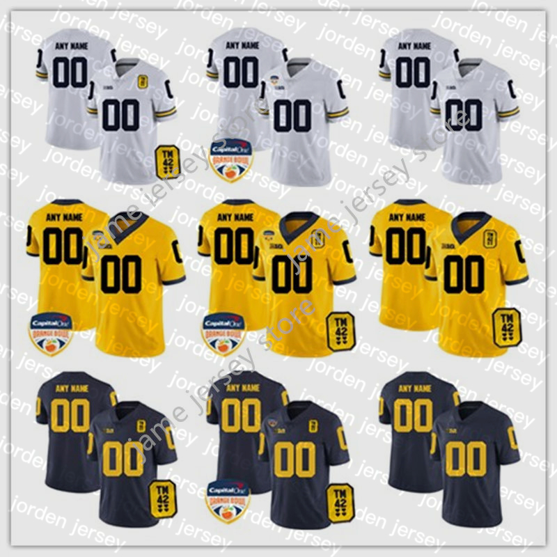 NEW American College Football Wear NCAA 2022 Playoff College Michigan Wolverines Football Jersey 10 Tom Brady 2 Charles Woodson 12 Cade McNa, Navy with orange bowl patch
NEW American College Football Wear NCAA 2022 Playoff College Michigan Wolverines Football Jersey 10 Tom Brady 2 Charles Woodson 12 Cade McNa, Navy with orange bowl patch