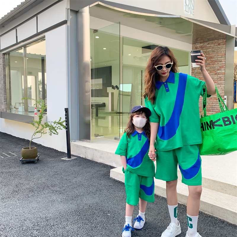 Family Matching Outfits Baby And Mom Matching Set Family Mother Daughter Son Clothes Children Girls Boys Summer Short Tops Outfits Clothing Sets 22091