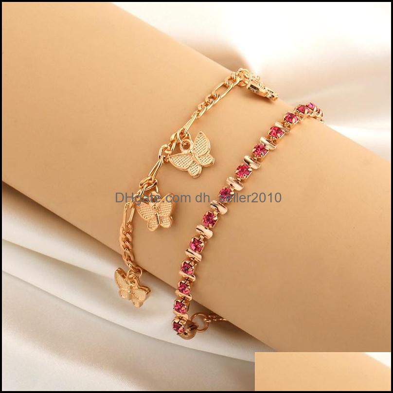 Anklets Rhinestone Crystal Ankle Bracelets For Women Sandals Butterfly Anklet Boho Beach Foot Iced Out Chains Anklets Female Fashion Dhuia