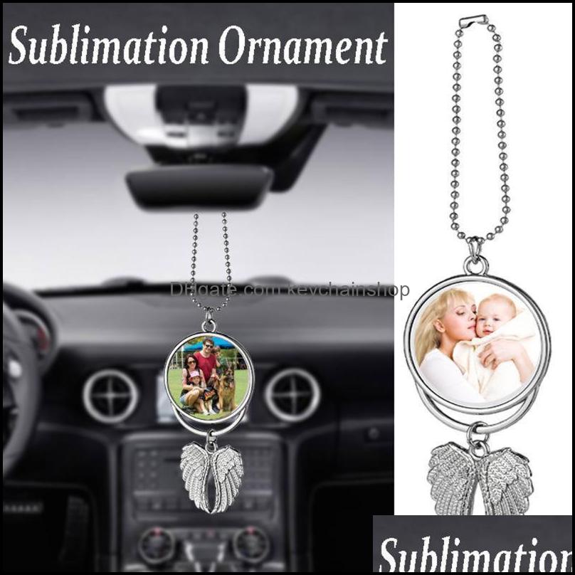 Keychains Sublimation Wings Keychains Pendants Decorations Blanks Car Pendant Angel Wing Mirror Decoration Hanging Charm Keychainshop Dhnfa