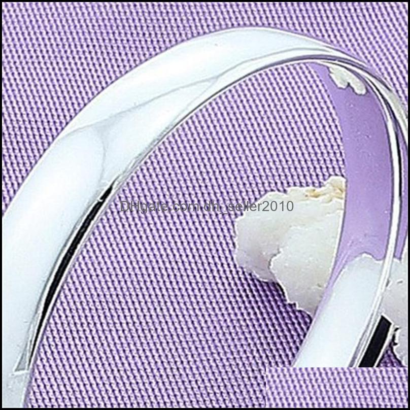 Bangle 925 Sterling Sier 10Mm Smooth Solid Bracelet Bangles For Women Men Wedding Engagement Party Jewelry 1250 T2 Drop Delivery 2021 Dh93R