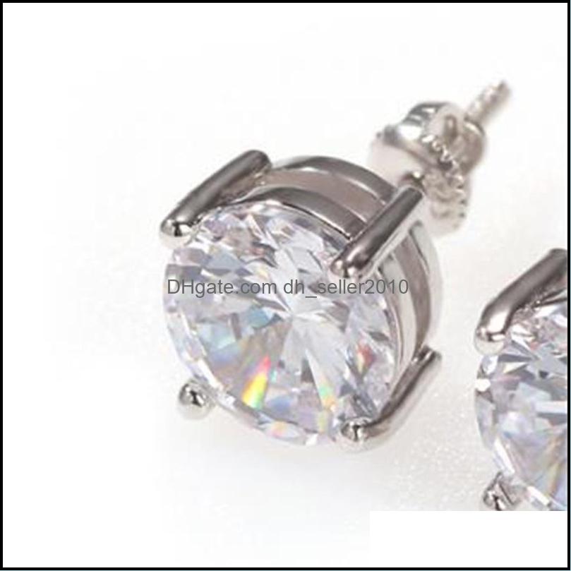 Stud Mens Hip Hop Stud Earrings Jewelry High Quality Fashion Round Gold Sier Simated Diamond Earring For Men 1233 E3 Drop Delivery 202 Dh3Nw