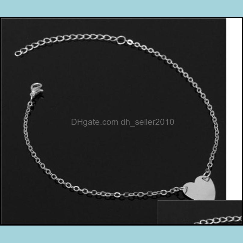 Anklets Love Heart Shaped Anklet Simplicity Fashion Accessories Sexy Woman Ankles Jewelry Foot Ornament Europe And America Drop Deliv Dh3P2