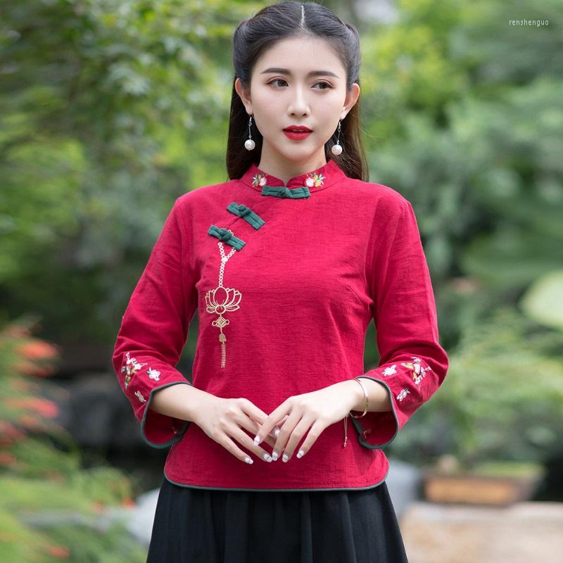 Ethnic Clothing Ladies Chinese Tops Hanfu Embroidery Vintage Shirt Literary Cheongsam Top Cotton Linen Style Women 11109
Ethnic Clothing Ladies Chinese Tops Hanfu Embroidery Vintage Shirt Literary Cheongsam Top Cotton Linen Style Women 11109