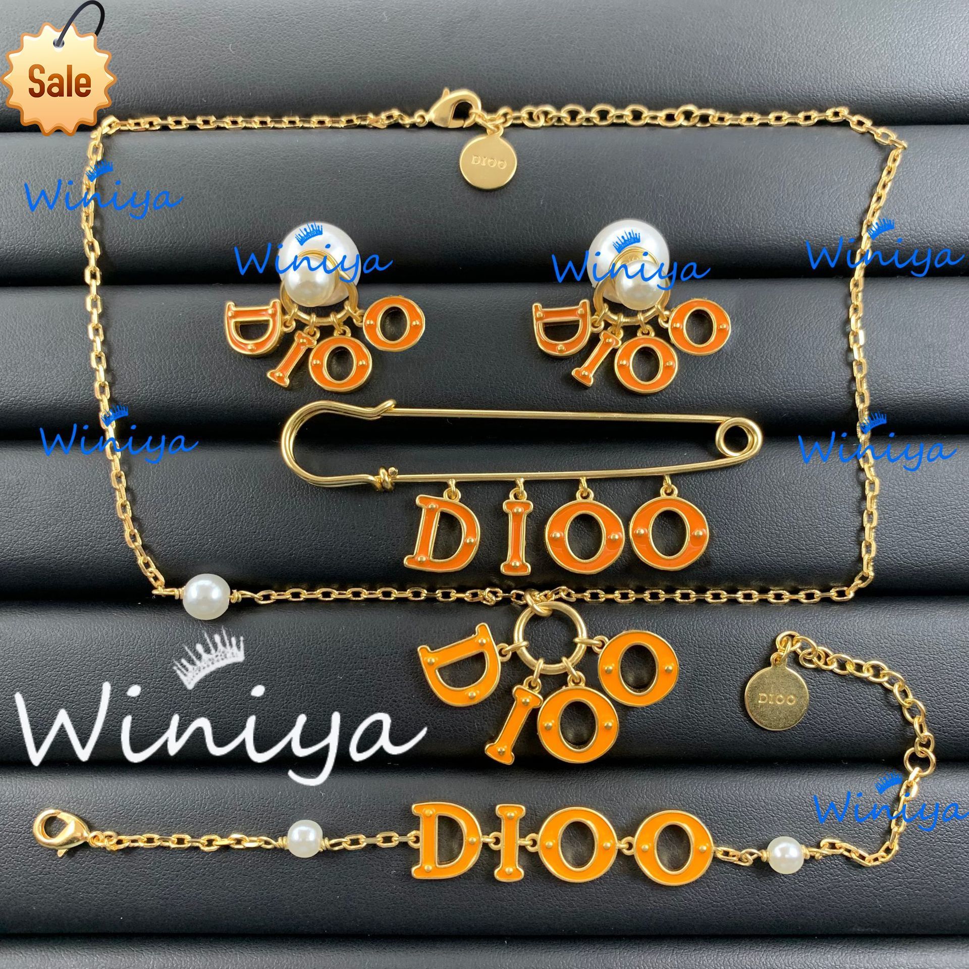 Designer Necklace for Women d Family Suit/dijia New Orange Letter Pearl Jewelry Personalized Fashion