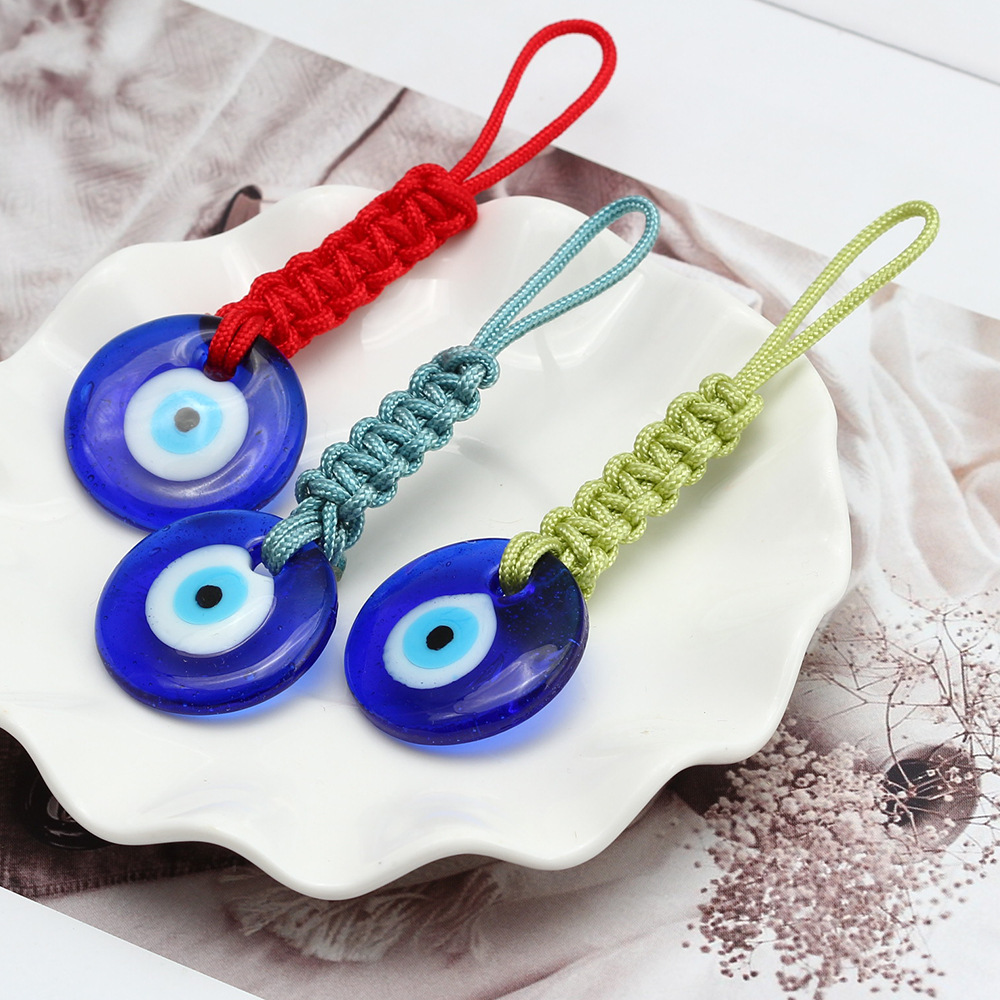Turkish Evil Eye Keychains Lucky Blue Eye Charm Weave Key Chain Keyring for Men Women Car Key Pendant