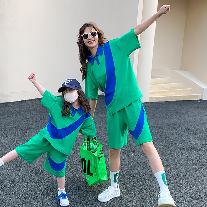 Family Matching Outfits Baby And Mom Matching Set Family Mother Daughter Son Clothes Children Girls Boys Summer Short Tops Outfits Clothing Sets 22091