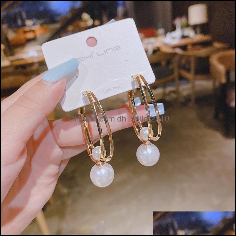 Dangle Chandelier Vintage Charmming Korean Fashion Pearl Earrings For Women Hoop Ellipse Knotted Dangle Drop Jewelry Gift 1385 D3 De Dhbzz