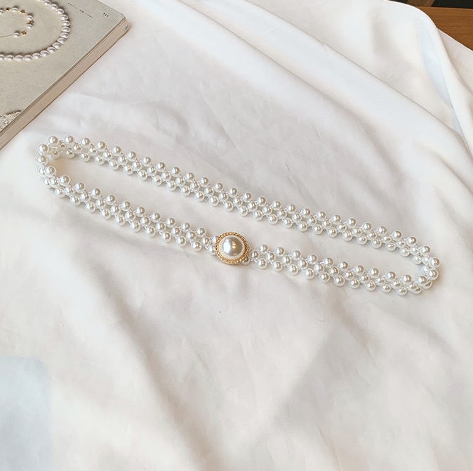 Elegant Women Waist Belt Female Girls Dress Crystal Strap Pearl Wedding Chain Belt
