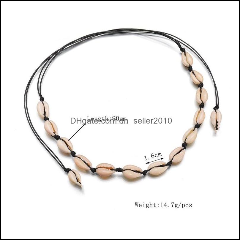 Beaded Necklaces Conch Seashell Necklace Women Jewelry Summer Beach Shell Choker Bohemian Rope Cowrie Beaded Necklaces Handmade Colla Dhzlq