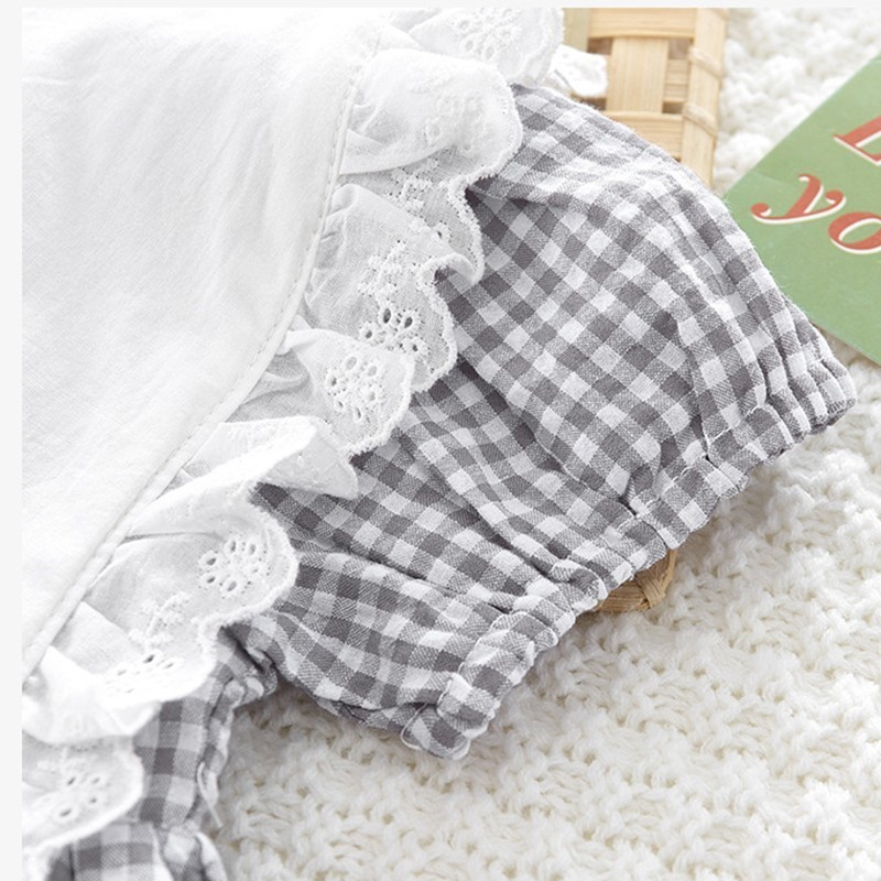Family Matching Outfits Summer Plaid Doll Collar Parent-child Clothes Men's Treasure Shirt Jumpsuit Hat Baby Girl Dress born Mother And Son Siste